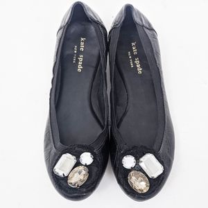 2 for $25 Kate Spade Rhinestone Embossed Ballet Flats 6.5 VGC black